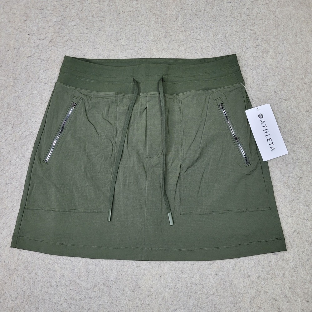 Athleta NWT Trekkie North Skort Green Womens 8  Drawstring Outdoor Tennis Preppy